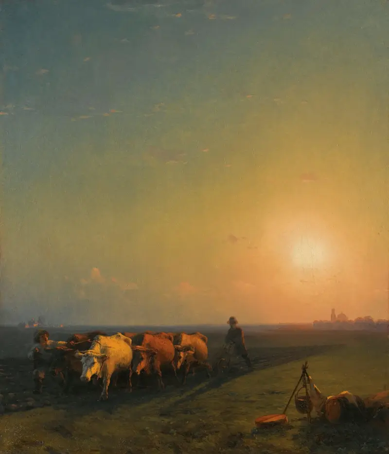 Ploughing The Fields, Crimea av Ivan Konstantinovich Aivazovsky