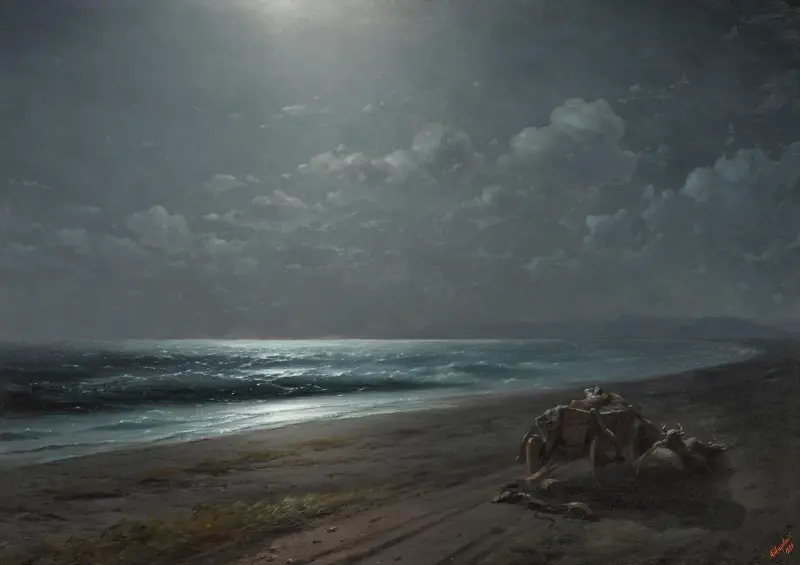 Rast am Meer im Mondlicht von Ivan Konstantinovich Aivazovsky