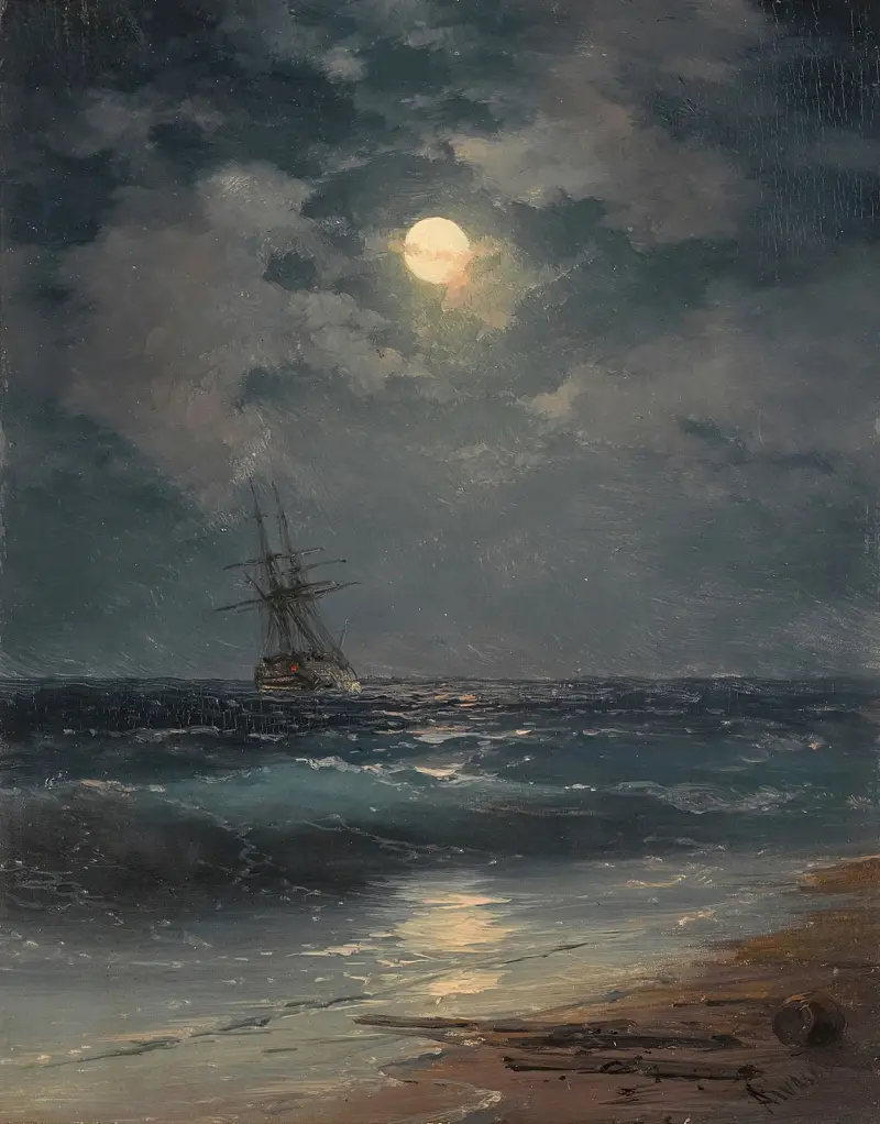 Statek w świetle księżyca, Ivan Konstantinovich Aivazovsky
