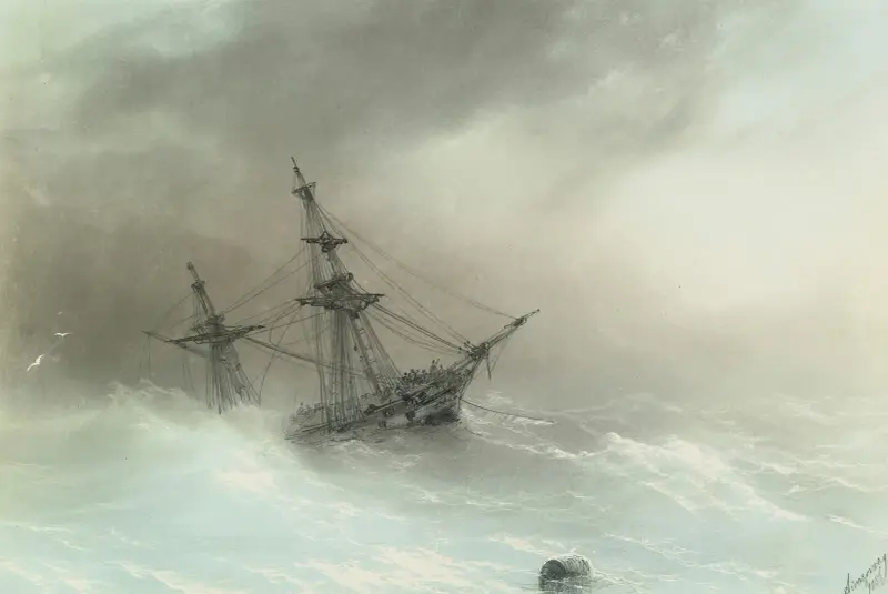 Ship In A Stormy Sea av Ivan Konstantinovich Aivazovsky