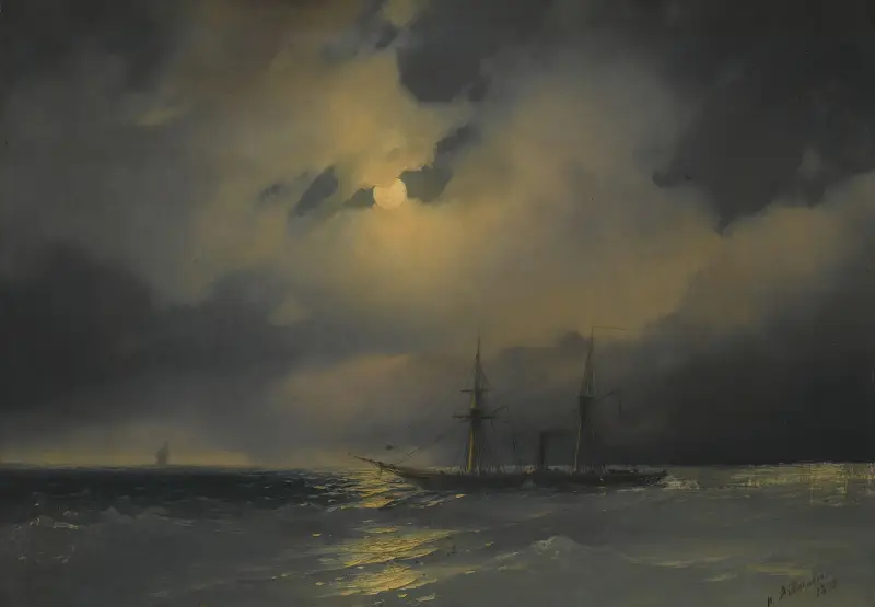 Statki w świetle księżyca, Ivan Konstantinovich Aivazovsky