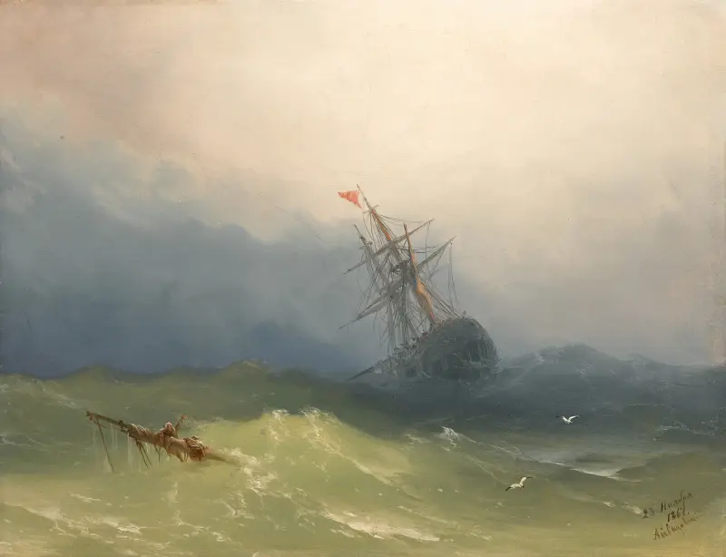 Sinking Ship in Stormy Waters av Ivan Konstantinovich Aivazovsky