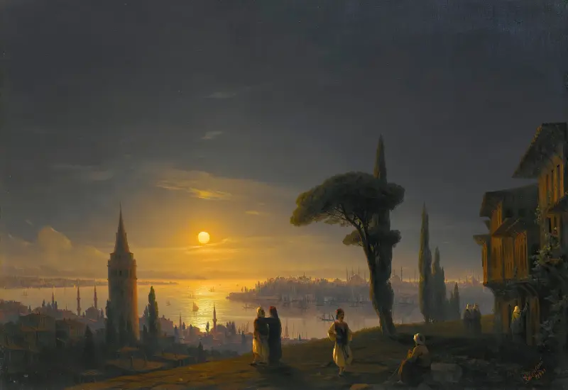 The Galata Tower By Moonlight av Ivan Konstantinovich Aivazovsky