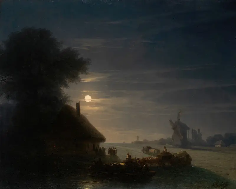 Ukrainian Landscape at Night av Ivan Konstantinovich Aivazovsky