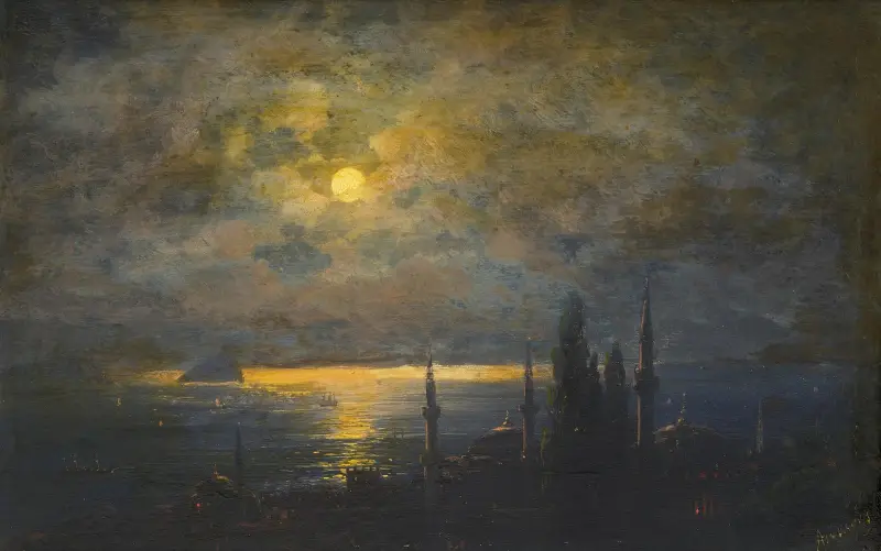 View of Constantinople by Night av Ivan Konstantinovich Aivazovsky