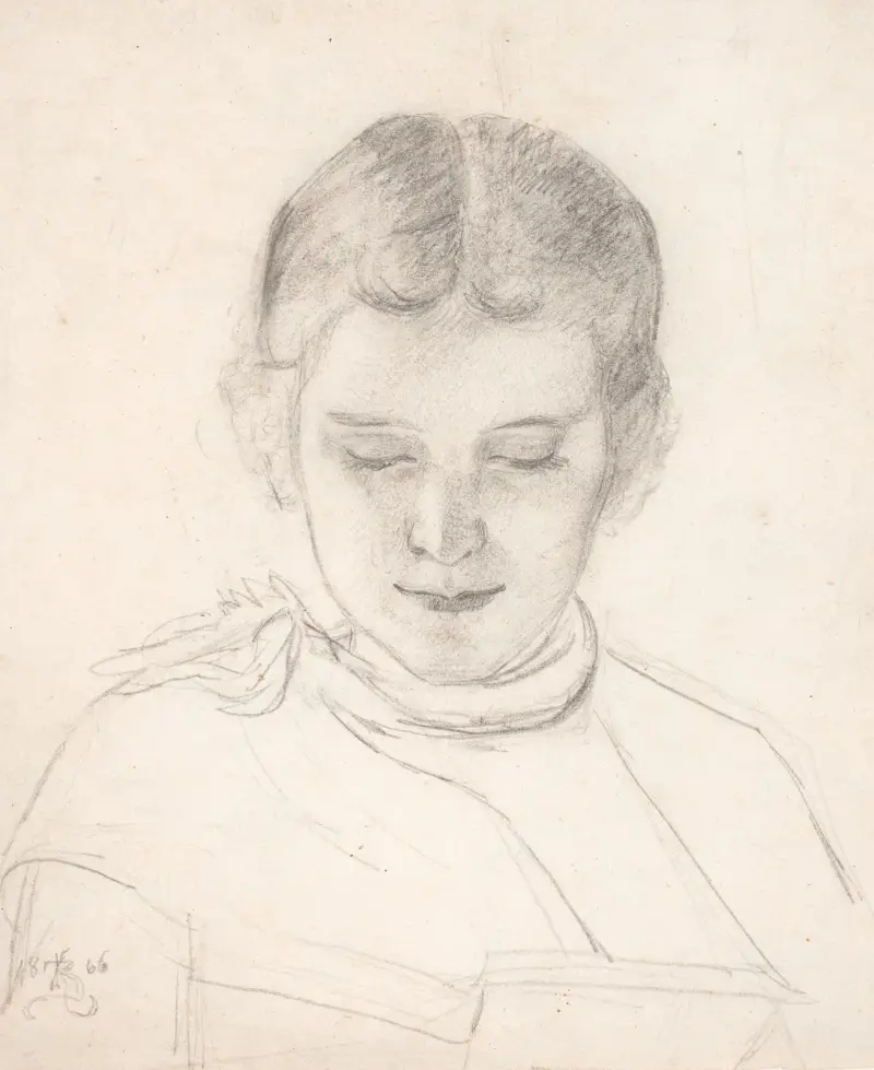 Kunstnerens søster, Elizabeth Zahrtmann, læsende av Kristian Zahrtmann