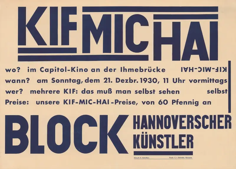 KIF MIC HAI, Block Hannoverscher Künstler av Kurt Schwitters