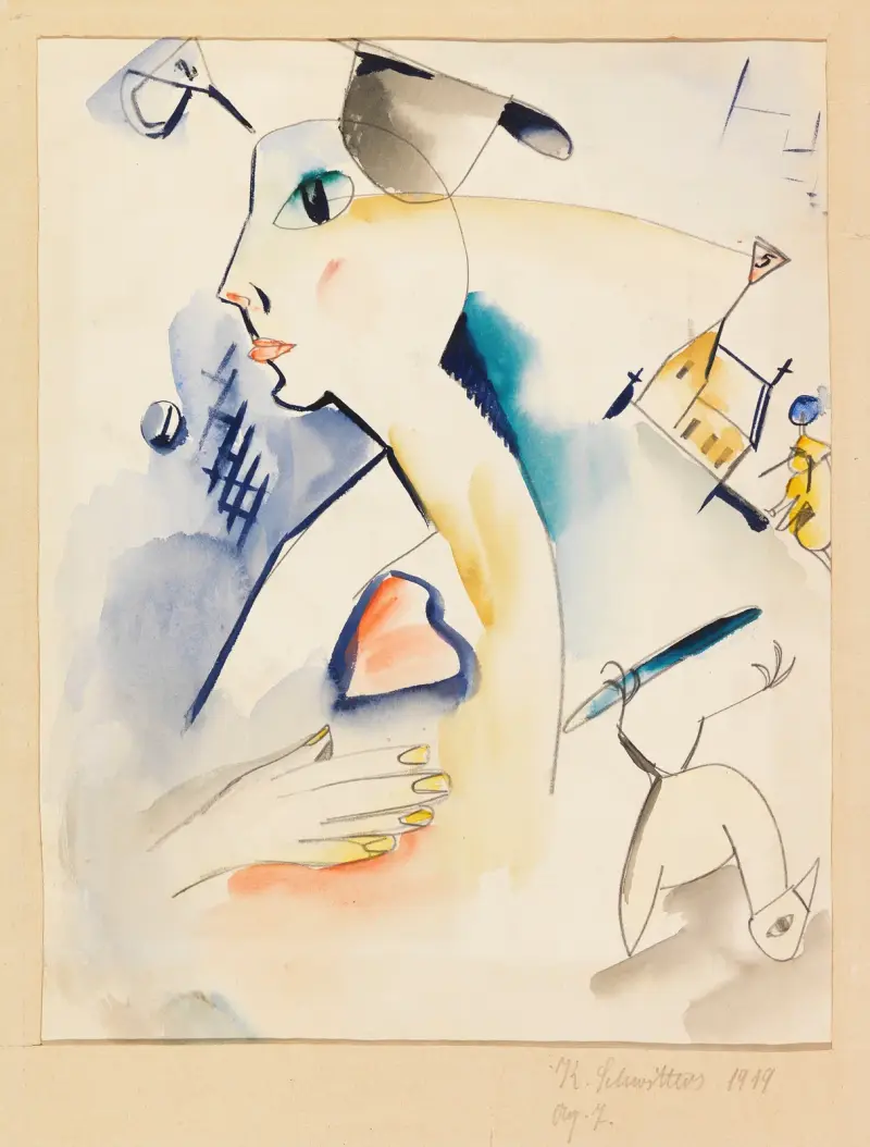 Muž tvoří fialovomodrou, Kurt Schwitters