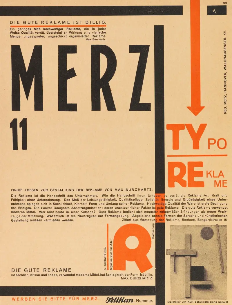 Merz 11. Typoreklame av Kurt Schwitters