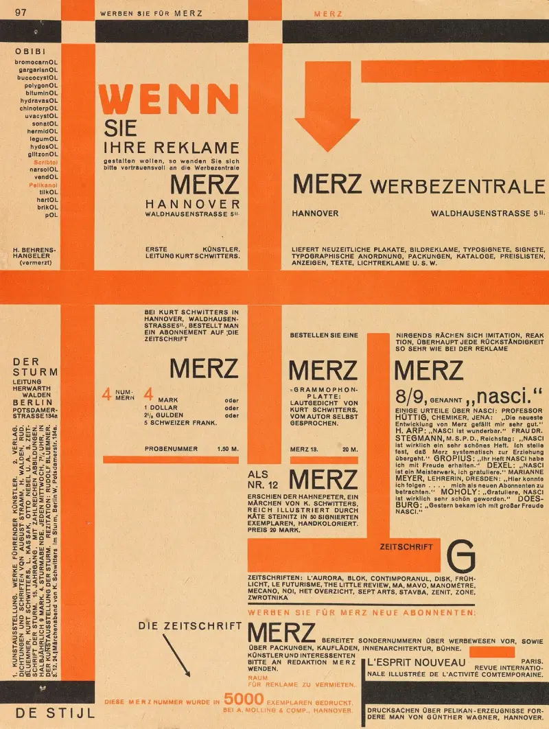 Merz 11. Typoreklame av Kurt Schwitters