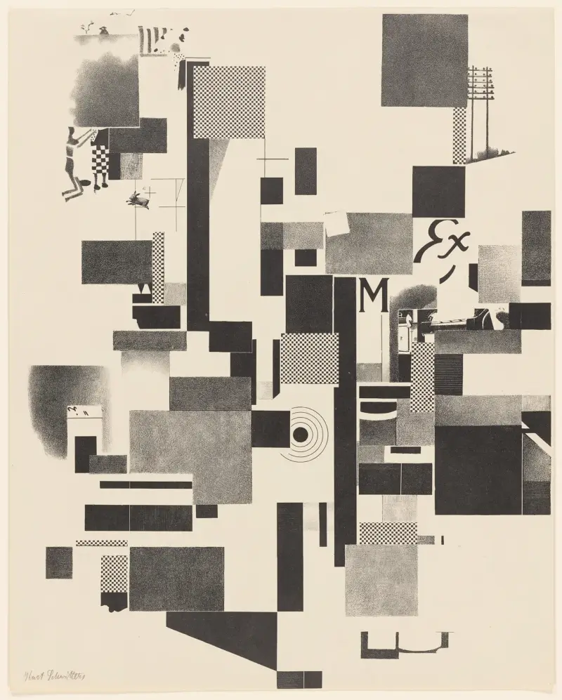 Merz 3. Kurt Schwitters 6 litografier pl. 3 av Kurt Schwitters