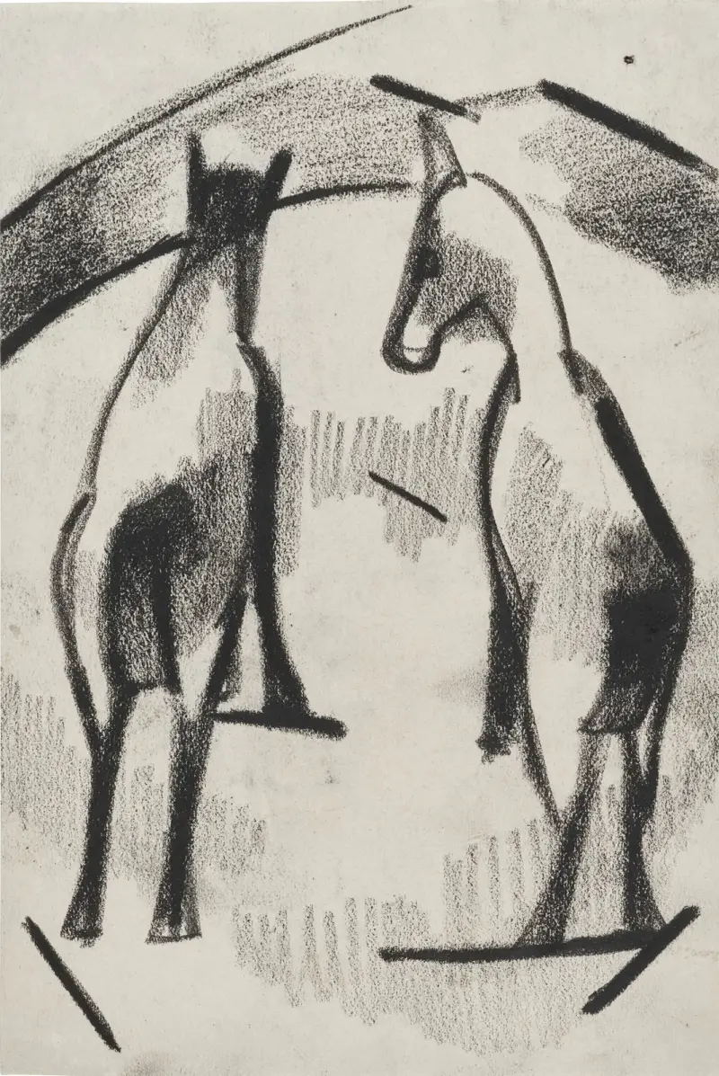 Utan titel (Två hästar) av Kurt Schwitters