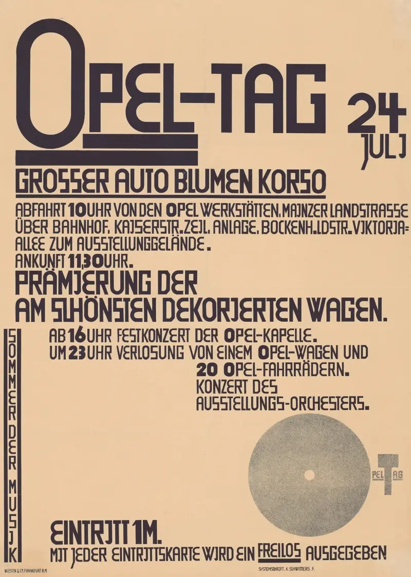 Opel-Tag, 24. Juli, Grosser Auto Blumen Korso av Kurt Schwitters