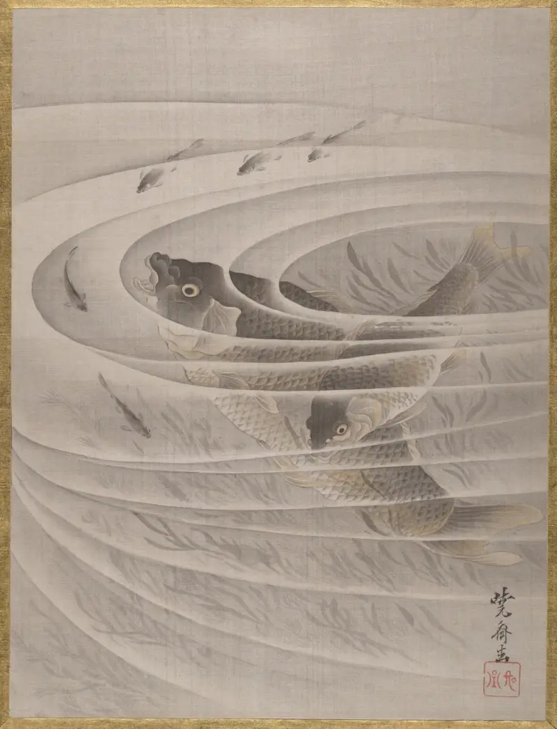 Fisk i en virvel av Kawanabe Kyōsai