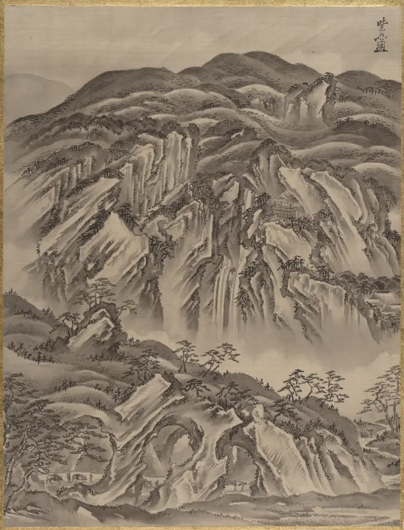Klipplandskap av Kawanabe Kyōsai