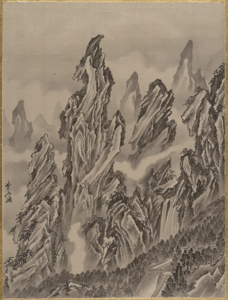 Klipplandskap av Kawanabe Kyōsai