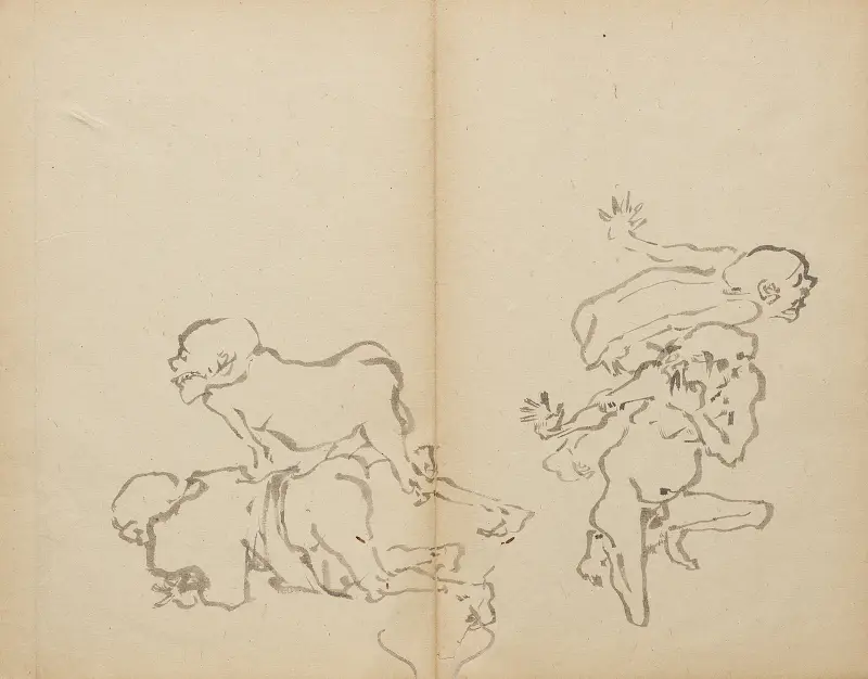 Seniors’ Farting Contest av Kawanabe Kyōsai