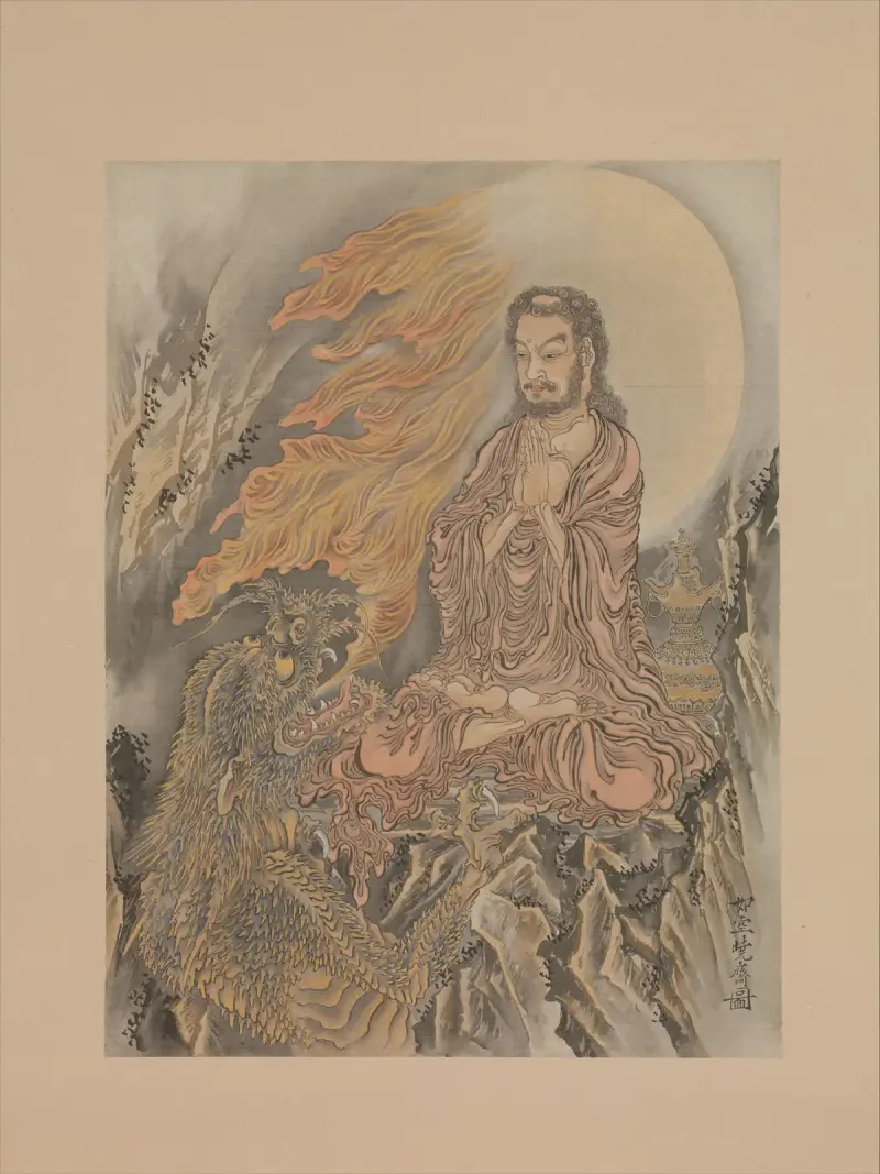 Shakyamuni besegrar demoner av Kawanabe Kyōsai