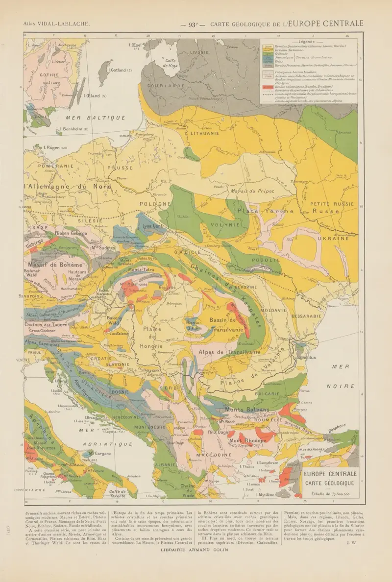 Carte Géologique de l’Europe Centrale av Paul Vidal de La Blache