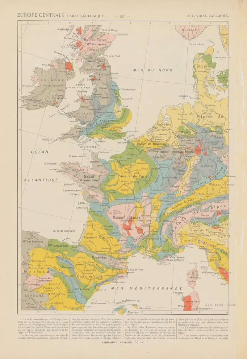 Geologische Karte Mitteleuropas, 1913 – Nr. 1 von Paul Vidal de La Blache