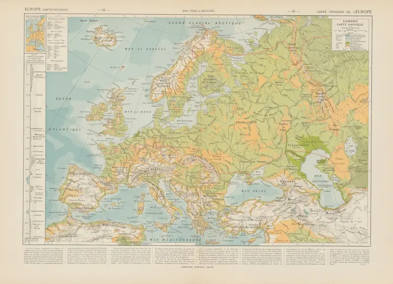 Carte Physique de l’Europe von Paul Vidal de La Blache