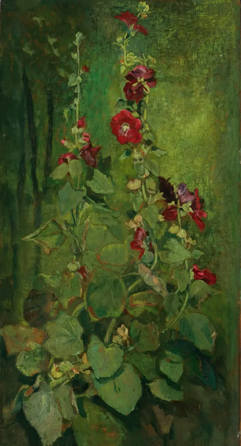 Röda stockrosor av John La Farge