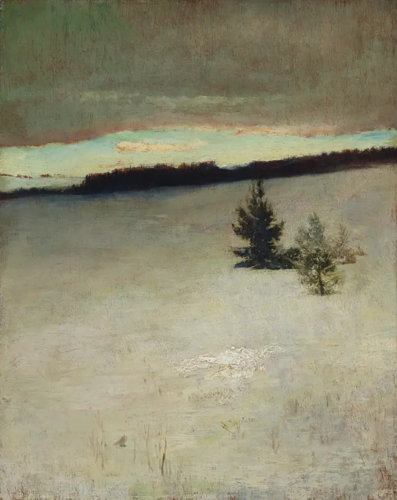 Snöfält, morgon, Roxbury av John La Farge