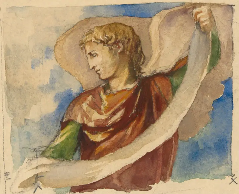 Studie för ängel i utsmyckning av tornet, Trinity Church, Boston av John La Farge