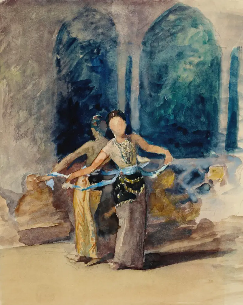 Dansande flickor i byn Garoet i Preanger, Java av John La Farge