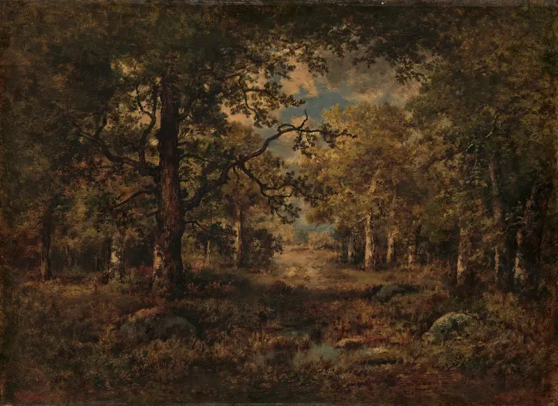En utsikt genom träden; Fontainebleau av Narcisse-Virgile Diaz de La Peña