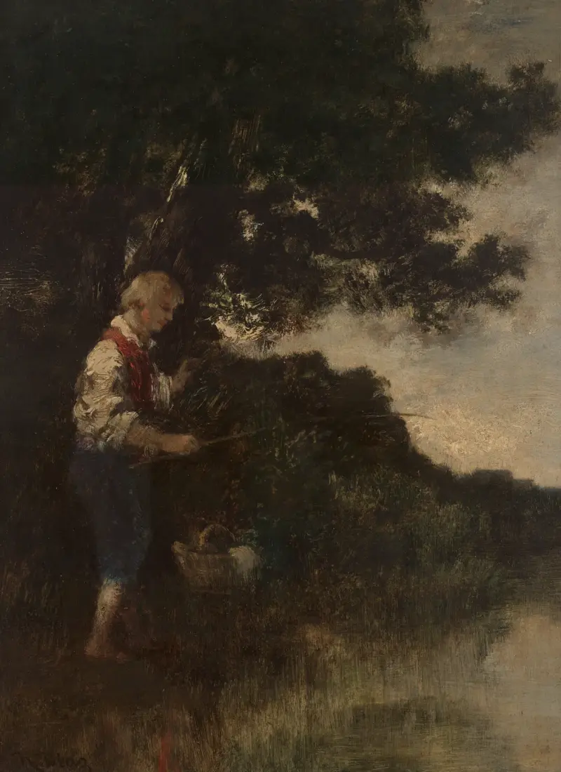 Boy fishing von Narcisse-Virgile Diaz de La Peña