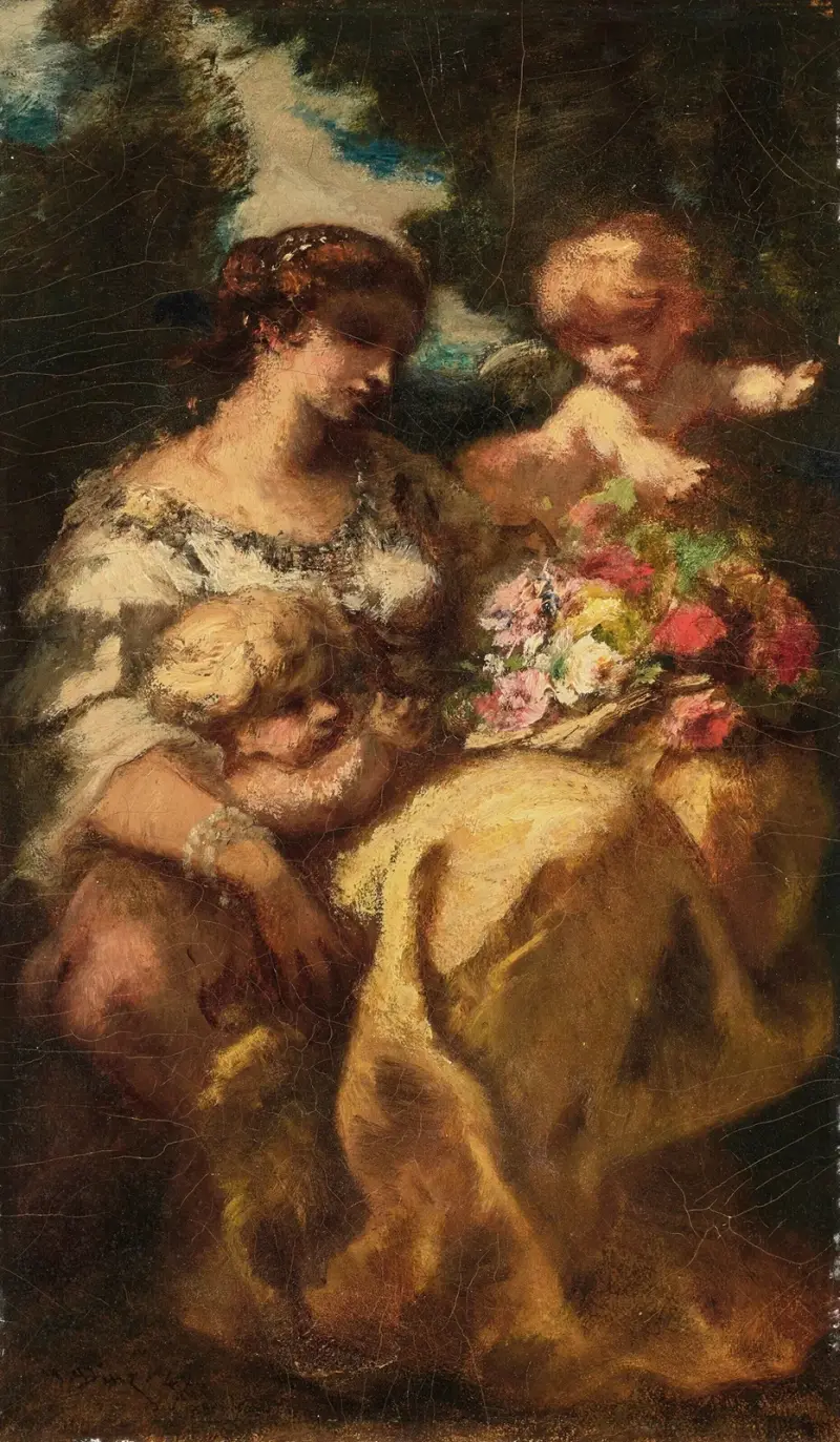 Buketten, eller Överflöd av blommor och kärlek av Narcisse-Virgile Diaz de La Peña