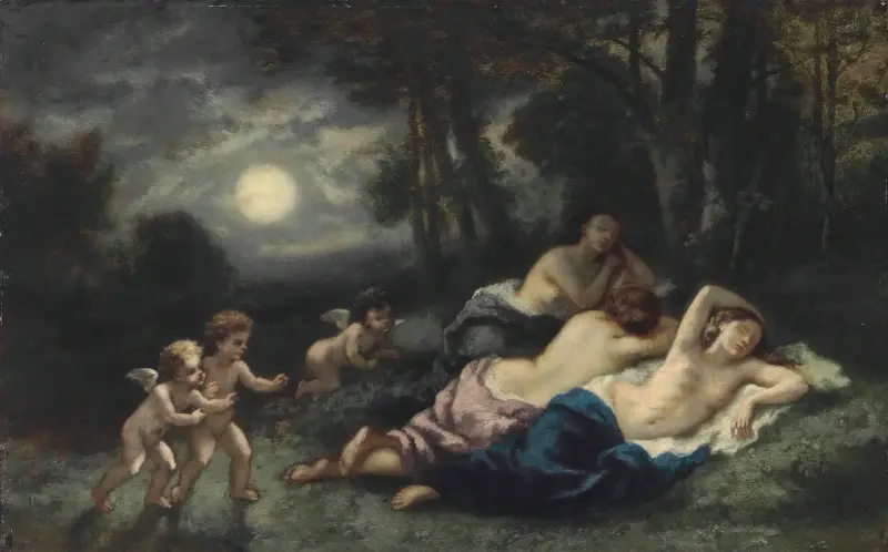 Nymfernas sömn, natten av Narcisse-Virgile Diaz de La Peña