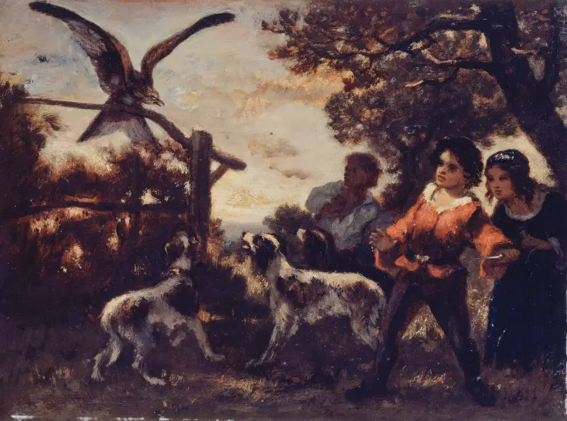 Les enfants au faucon av Narcisse-Virgile Diaz de La Peña