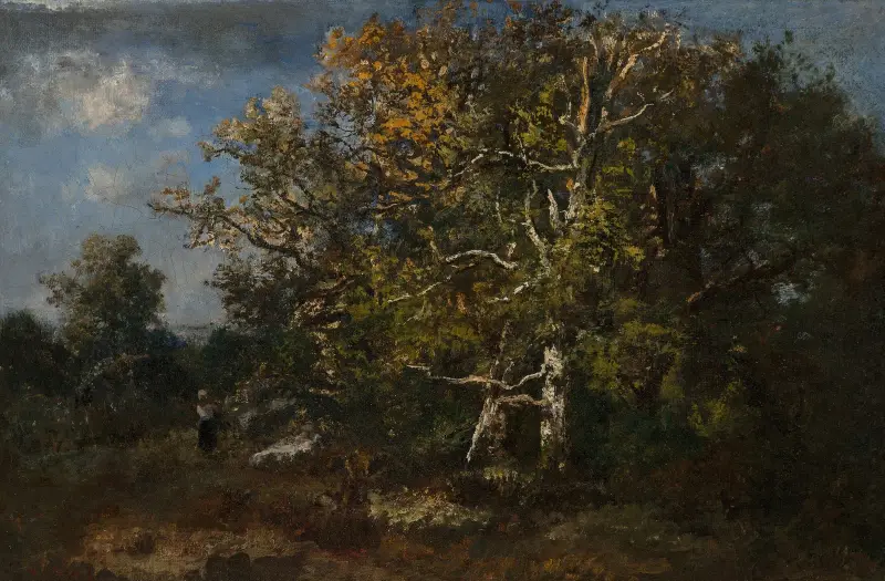 Bondkvinna i höstskogen av Narcisse-Virgile Diaz de La Peña