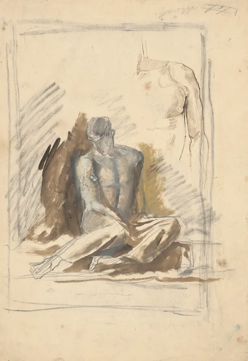 Studie av en sittande manlig figur av Ladislav Mednyánszky