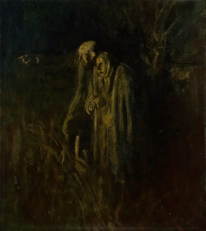 End of Life. Elderly Couple at Night av Ladislav Mednyánszky