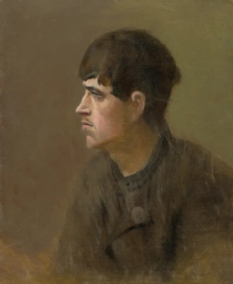 Half-Figure of a Young Man from Profile av Ladislav Mednyánszky