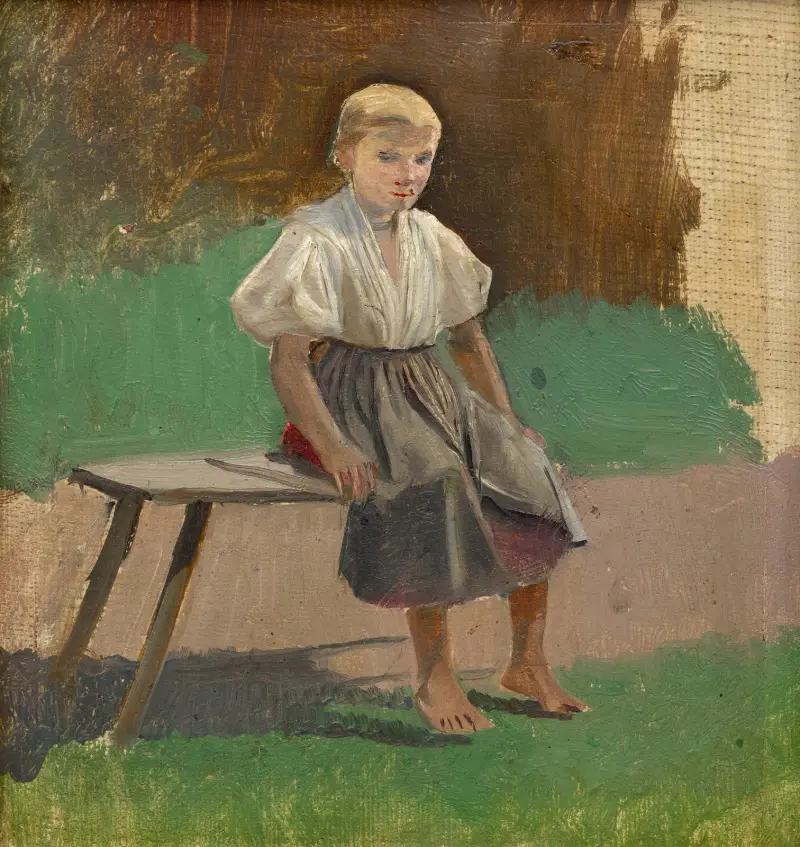 Studie einer sitzenden Bauernmagd von Ladislav Mednyánszky