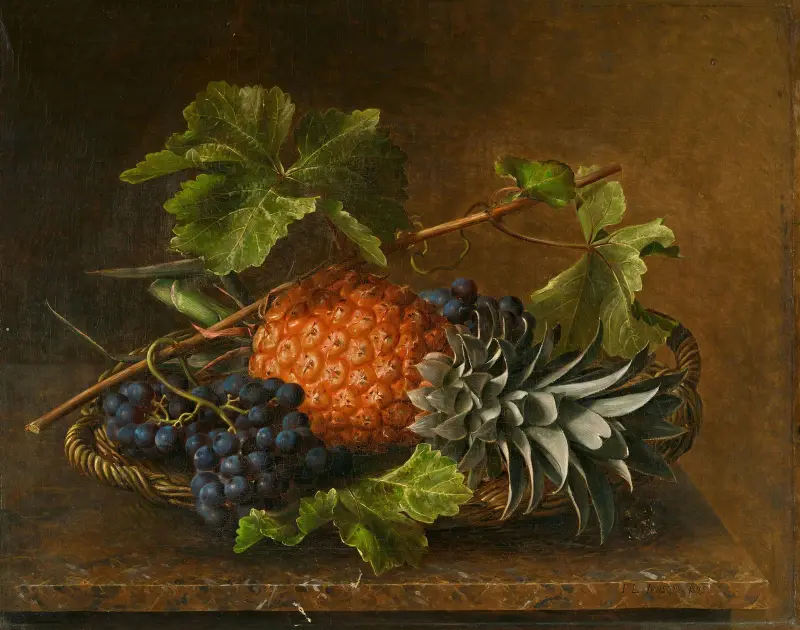 Stillleben mit Ananas und Trauben av Johan Laurentz Jensen