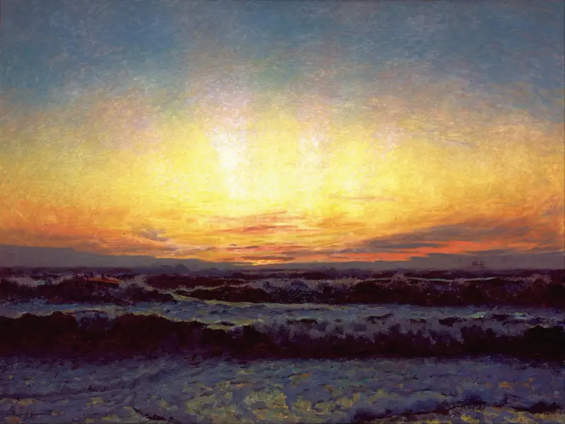 Vesterhavet i storm. Efter solnedgang. Højen av Laurits Tuxen