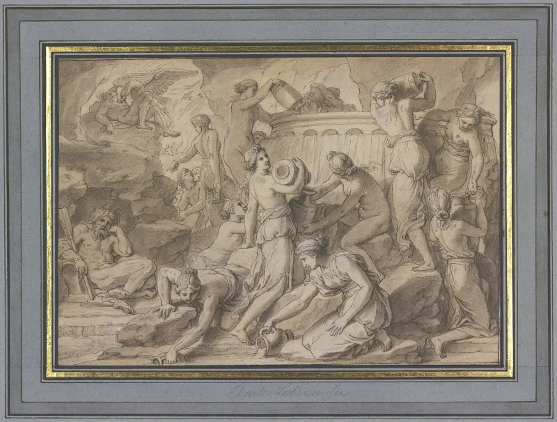 Das Faß der Danaiden in der Unterwelt av Charles Le Brun