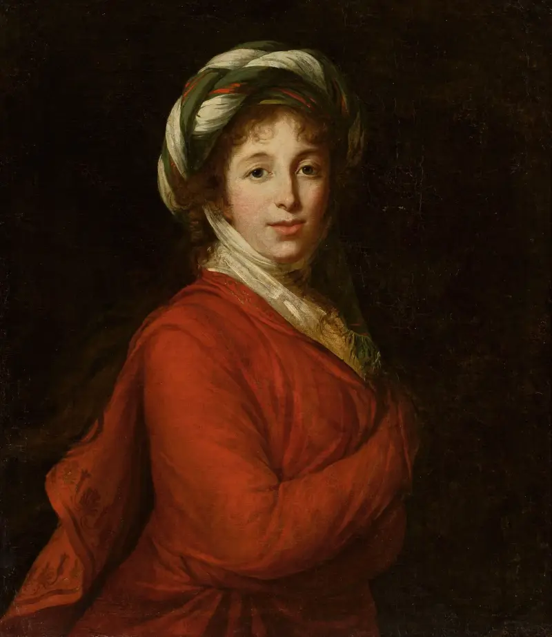 Portrait of a woman in a turban av Elisabeth Louise Vigée Le Brun