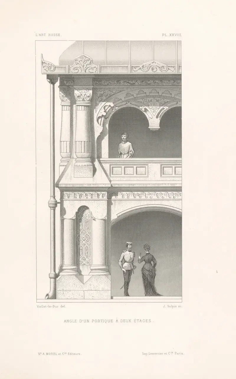 Angle d’un portique à deux étages av Eugène-Emmanuel Viollet-le-Duc