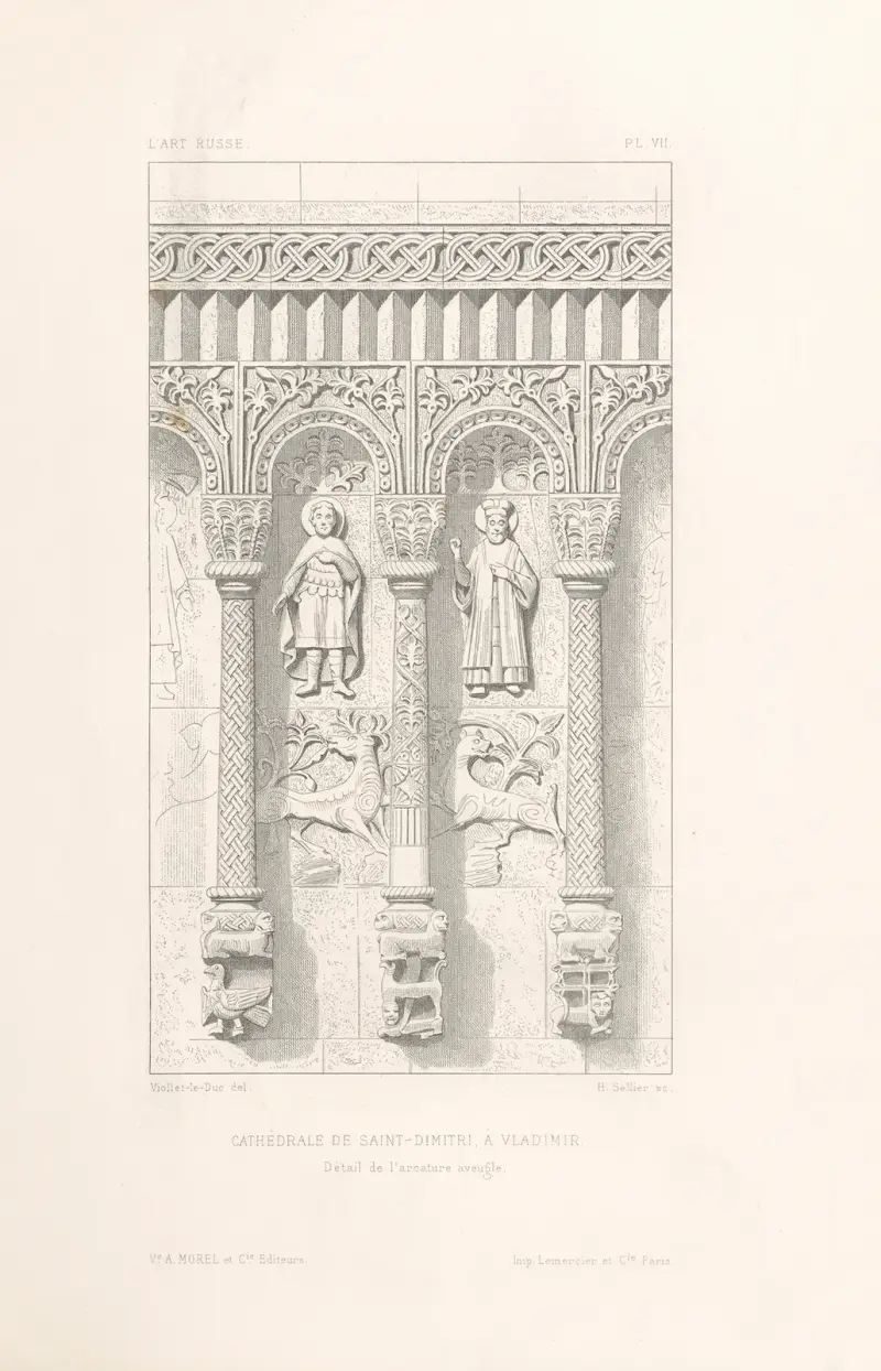 Cathédrale de Saint-Dimitri, à Vladimir. — Détail de l’arcature aveugle av Eugène-Emmanuel Viollet-le-Duc