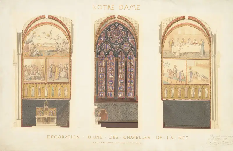 Plan for the Renovation of a Chapel in the Nave of the Cathedral of Notre Dame, Paris av Eugène-Emmanuel Viollet-le-Duc