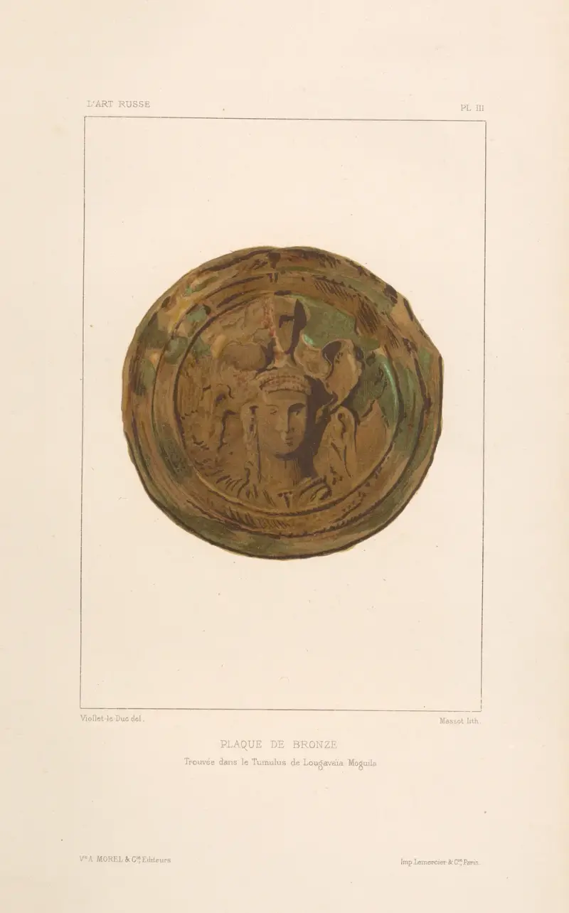 Bronsplakett funnen i gravhögen Lougavaïa Moguila av Eugène-Emmanuel Viollet-le-Duc