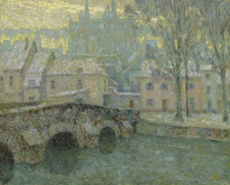 Snö, Chartres av Henri Le Sidaner