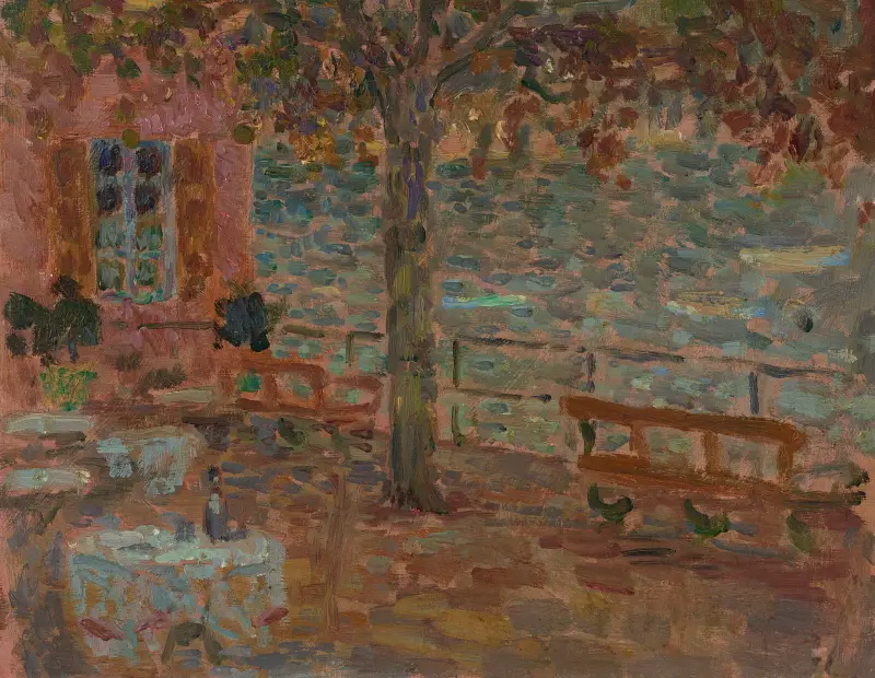 Kaféet vid sjön av Henri Le Sidaner