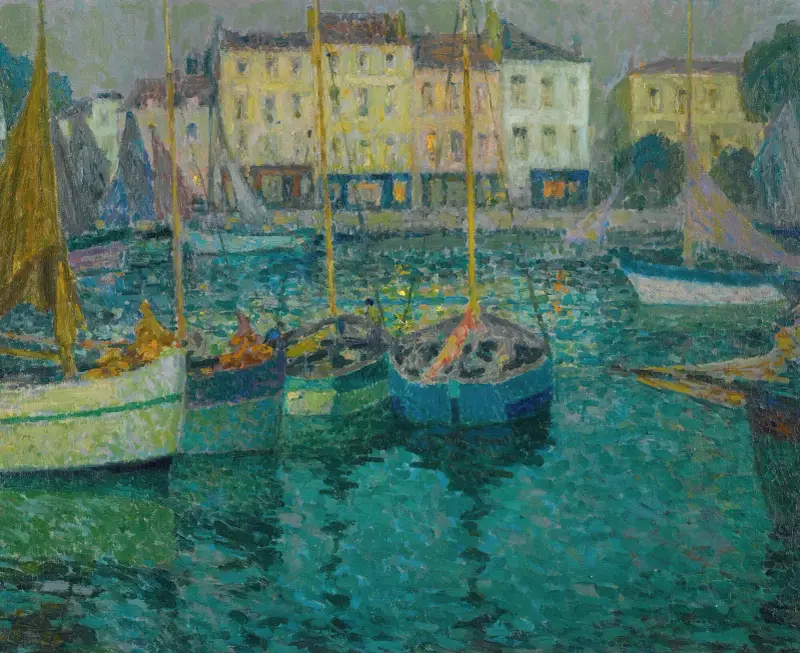 Les Barques À La Rochelle av Henri Le Sidaner